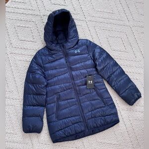 NWT Girls Under Armour Dark Blue Quilted Jacket